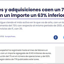 Las fusiones y adquisiciones caen un 7% hasta febrero, con un importe un 63% inferior